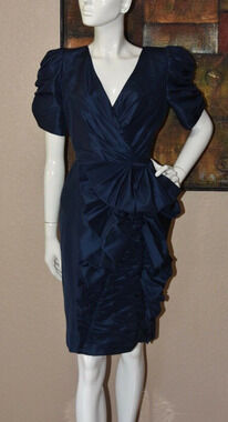Amen Wardy Designer Vintage Satin Cocktail Party Dress